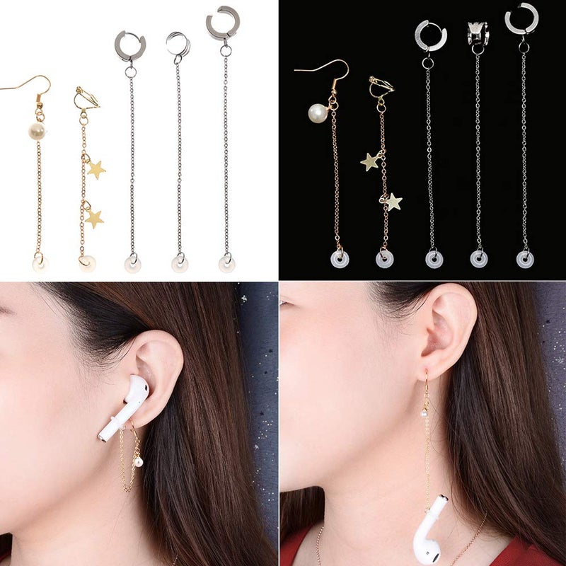 Laugwey Anti-Lost Earring Hook for Airpods, 5 Pairs Earring Accessory, Stainless Steel Clip-On Earrings, Suitable for Hiking/Jogging/Working/Running/Gym, Ultra-Light - Nickel Free - Image 5